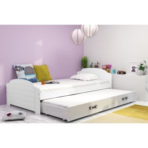 Rozkládací postel Lili 90x200 cm + 80x190 cm, Bílá, Bílá