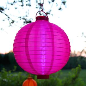 LED solar lampion Jerrit v zářivě růžové barvě