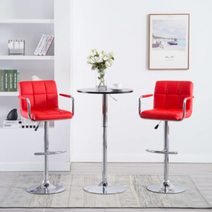 Barové židle s područkami 2 ks umělá kůže červené
