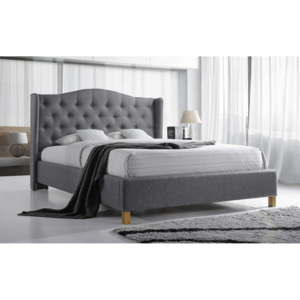 Manželská postel s vysokým čelem 180x200 cm v šedé barvě s roštem KN722