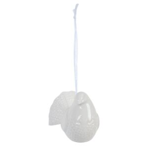 Závěsná bílá porcelánová holubice - 6*5*5 cm