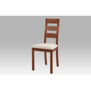Jídelní židle dřevěná dekor třešeň a potah béžová látka BC-2603 TR3