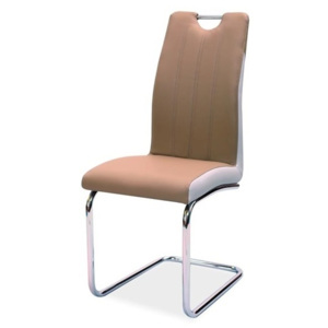 Jídelní židle s čalouněním v hnědé ekokůži na kovové konstrukci KN688