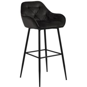 SCANDI Černá sametová barová židle Norman 75 cm