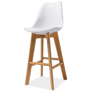 Barová židle SIR H-1, 111x45x41, bílá/buk