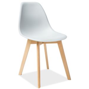 Jídelní plastová židle ve světle šedé barvě s dřevěnou konstrukcí KN900