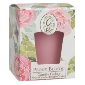 Greenleaf - votivní svíčka Peony Bloom 56g (Moderní mix zelených travin a krásných květů, to je vůně Peony Bloom, které rozkvétá s vůní bergamotu, trávy a rebarbory a pokračuje květinovou fantazií červených růží, tulipánů a hyacintů, jenž se nakonec vzdaj