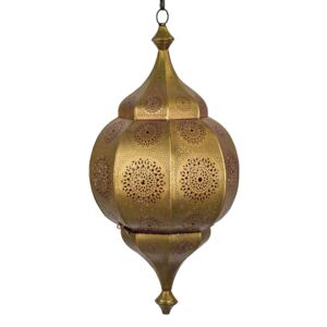 Sanu Babu Orientální lampa s jemným vzorem, zlatá, uvnitř růžová, 30x30x65cm