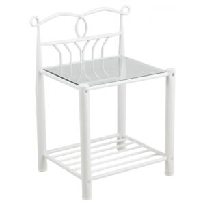Design Scandinavia Noční stolek Line, 66 cm, sklo, bílá