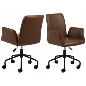 Design Scandinavia Kancelářská židle Naya, syntetická kůže, hnědá
