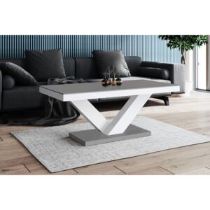 Konferenční stolek VICTORIA MINI (šedý mat/bílý lesk/šedý mat)