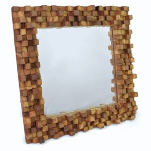 Thajsko Zrcadlo dřevěný rám Blocks 50x50 cm