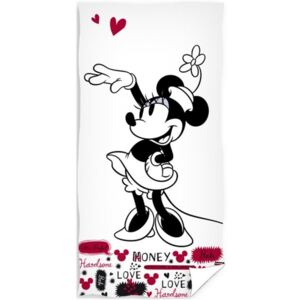 Carbotex • Plážová osuška Zamilovaná Minnie Mouse - Disney - 100% bavlna s gramáží 300 g/m² - 70 x 140 cm