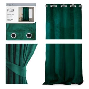 AmeliaHome Dekorační závěs Velvet tmavě zelený Rozměr: 140x270 cm