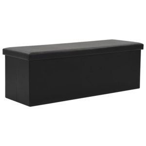Skládací úložná lavice z umělé kůže 110 x 38 x 38 cm černá