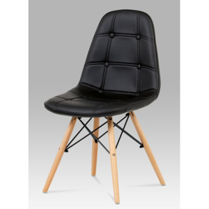 Jídelní židle, koženka černá / masiv buk