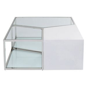 Combination konferenční stolek bílý/stříbrný 95x95cm