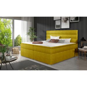 Elegantní box spring postel Sedina 180x200, žlutá