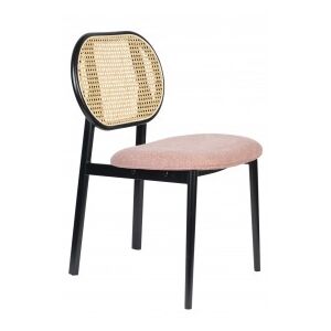 Zuiver Jídelní židle čalouněná SPIKE ZUIVER, růžová s ratanovým opěradlem