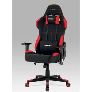Autronic - Kancelářská židle, houpací mech., černá + červená látka, plastový kříž - KA-F02 RED