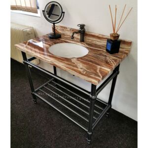 Retro koupelnový stolek olejem gumovaný bronz