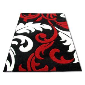 Kusový koberec Flora černobíločervený, Velikosti 80x150cm