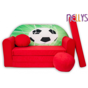 NELLYS Rozkládací dětská pohovka 36R - Fotbal v červené