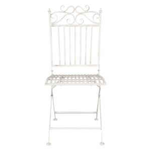 Kovová skládací zahradní židle bílá - 38*48*96 cm