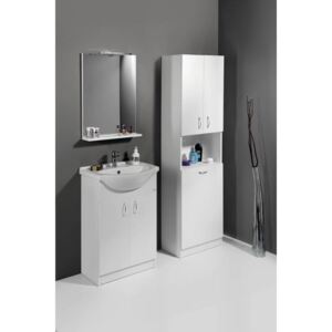 Aqualine Koupelnový set LIVERO C500 (umyvadlová skříň + umyvadlo + vysoká skříň s košem + zrcadlo)
