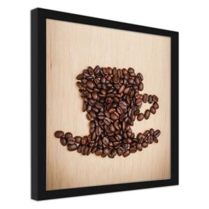 CARO Obraz v rámu - A Cup Of Coffee Beans 50x50 cm Černá