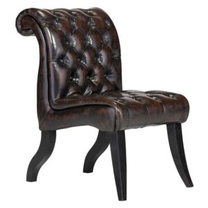 Luxusní židle z pravé kůže Chesterfield: Hnědá