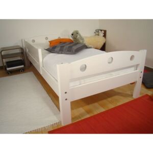 Bílá dětská postel z masivu pro děti FIJA B 90x200, bílé jednolůžko masiv ROALHOLZ