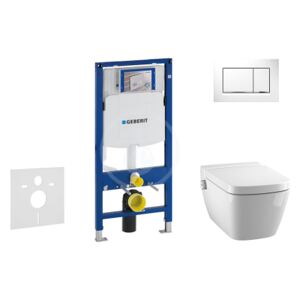 Geberit Duofix - Set předstěnové instalace, sprchovací toalety a sedátka Tece, tlačítka Sigma30, Rimless, SoftClose, bílá/chrom, 111.300.00.5 NT5