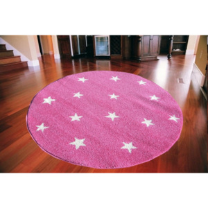 Dětský kusový koberec Hvězdičky růžový kruh, Velikosti 80x80cm
