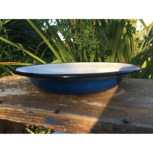 Smaltovaný talíř hluboký- modrý, průměr 22 cm