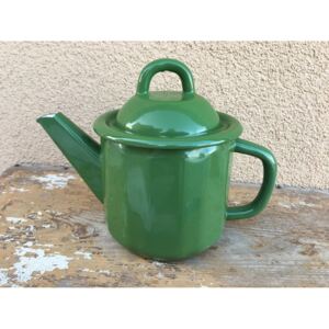 Smaltovaná konvička na čaj zelená, objem 1 litr