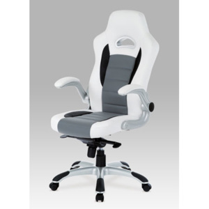 Autronic Kancelářská židle - bílo-šedá koženka KA-E240B WT