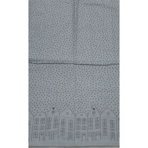 Napron, šedý s černými tečkami a domečky, 50x160cm