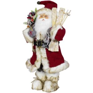 Dům Vánoc Vánoční dekorace Santa v červeném kabátku s lyžemi Velikost: 45 cm