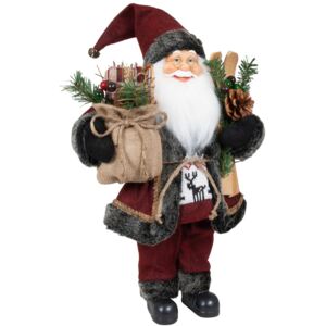 Dům Vánoc Vánoční dekorace Santa v červeném kabátku s lyžemi a dárky Velikost: 45 cm
