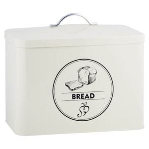 Esschert Design - chlebník plechový, krémový 12,6 l (Stylový celokovový box na chléb a jiné pečivo v krémovém odstínu s černým potiskem "Bread". Dejte své kuchyni romantický nádech dávných dob.)