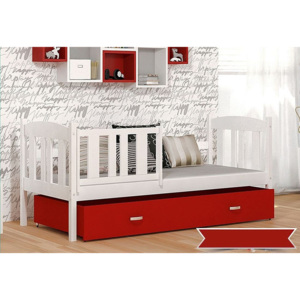 Dětská postel KUBA P color + matrace + rošt ZDARMA, 184x80, šedá/červená