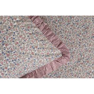 Krepové povlečení FLORES / růžový proužek S KANÝREM - 140x200 cm (1 ks), 70x90 cm s kanýrem (1 ks)