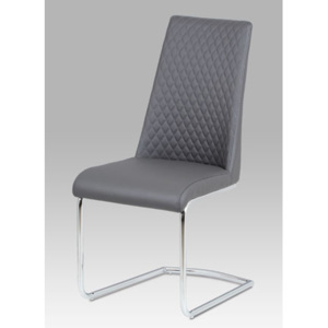 Autronic Jídelní židle, koženka šedá / chrom HC-701 GREY