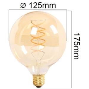 Retro LED žárovka E27 6W 480lm G125 extra teplá, filament, ekvivalent 50W