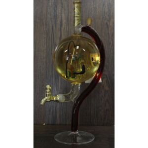 Skleněný výčep "RYBÁŘ" plněný červeným a bílým vínem 2. (v. 32 cm)