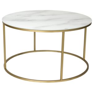 Bílý skleněný konferenční stolek RGE Gallant 85 cm s mramorovým dekorem