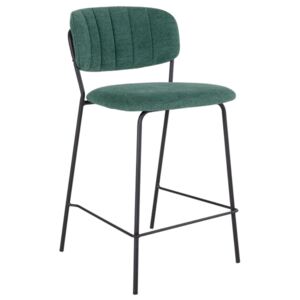 Tmavě zelená čalouněná barová židle Nordic Living Alica 65 cm