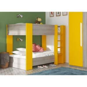 Patrová postel pro dvě děti Bo11 - dub molina, žlutá