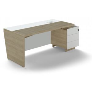 Stůl Trevix 200,5 x 90 cm + pravý kontejner dub pískový / bílá
